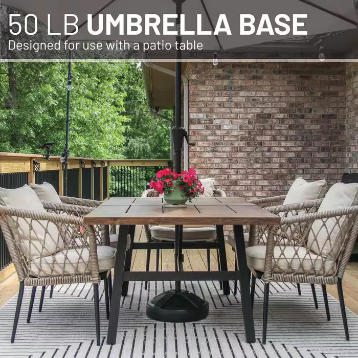 US Weight Durable 50 Lbs. Umbrella Base Designed to Be Used with a Patio Table in Black