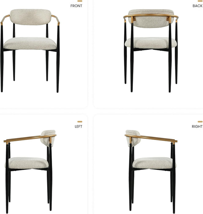 Mid Century Modern Dining Chairs Set of 2, Upholstered Kitchen Room Chairs with 3" High-Resilience Cushion, Sturdy Metal Legs and Ergonomic Curved Backrest for Home Office, Camel