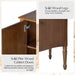 58" Fluted Sideboard Buffet Cabinet with Storage, Walnut