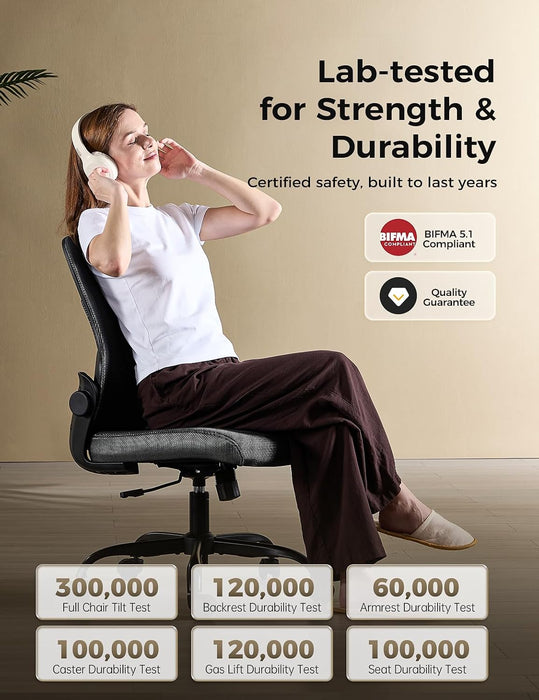 Armless Mesh Office Chair, Ergonomic Home Office Desk Chairs