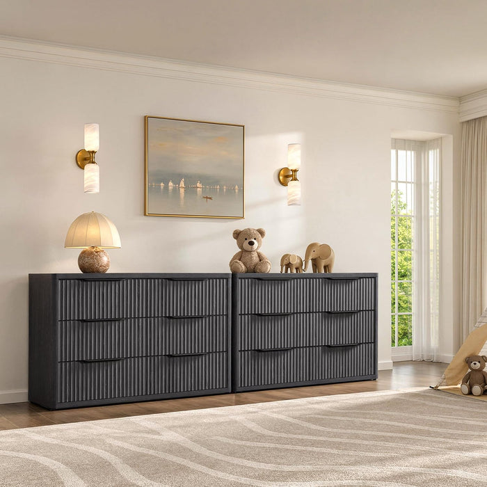 Bedroom Dresser with 6 Deep Wide Large Fluted Drawers for Closet