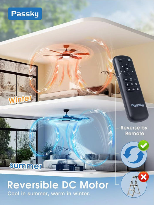 Ceiling Fans with Lights, 52 Inch Ceiling Fan with Light and Remote Control, Reversible, Dimmable, 3CCT, Quiet, Black Modern Ceiling Fan for Bedroom, Living Room