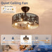 Rustic Ceiling Fan with Light and Remote, Black round Fandelier