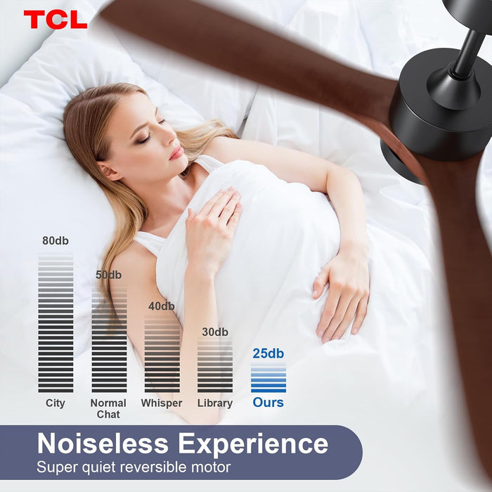 52 Inch Walnut Ceiling Fan Silent Wireless Controller