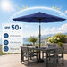 11FT Solar Patio Umbrella with Lights, Outdoor Table Market Umbrella with 32 LED Lights, 8 Sturdy Ribs, Smooth Crank Lift for Pool, Deck and Garden, Uv-Resistant