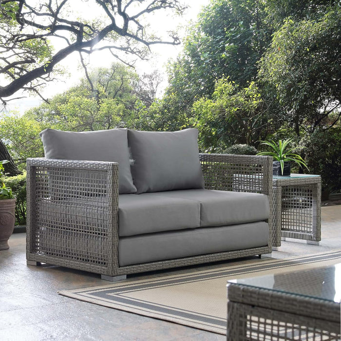 Aura Outdoor Patio Wicker Rattan, Loveseat, Gray Gray