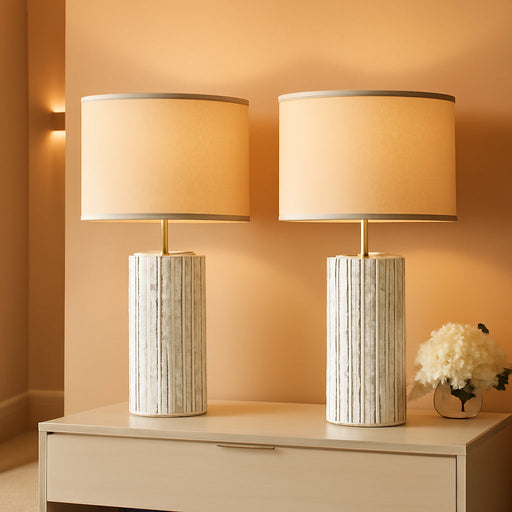 Table Lamps for Living Room Set of 2, Ceramic Table Lamps for Bedroom, 20" Modern Lamps for Night Stands, White