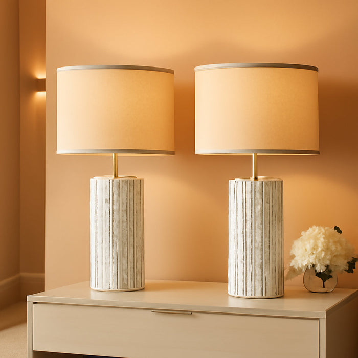 Table Lamps for Living Room Set of 2, Ceramic Table Lamps for Bedroom, 20" Modern Lamps for Night Stands, White