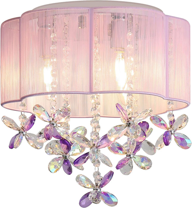 Pink 13Inch Light Chandelier With Handmade Lampshade