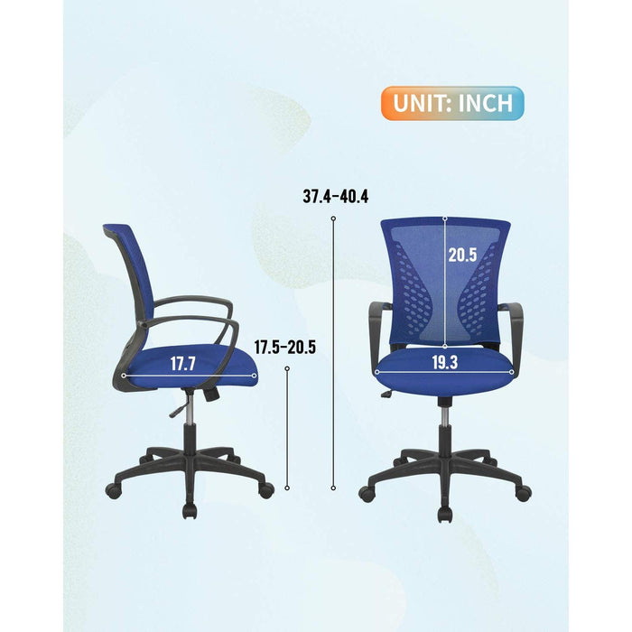 Ergonomic Blue Mesh Office Chair with Armrests
