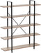 Industrial Reinforced Five Tier Bookshelf Rustic Oak