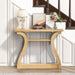 Wooden Console Table with Curved Legs and Shelf, 3-Tier Modern Accent Narrow Sofa Table for Entrance Area, Living Room, Hallway, 47 in Wide Wood Console Table for Entryway (Nature)