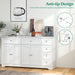 Large Buffet Cabinet with Storage, 59” Kitchen Cabinet with 4 Doors, 6 Drawers & 2 Adjustable Shelves, Modern Sideboard for Living Room, Coffee Bar, White