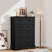 Tall Dresser for Bedroom,Farmhouse 5 Drawers Dresser, Chest of Drawer Chest, Multi-Tier Clothing Storage Cabinet, Black