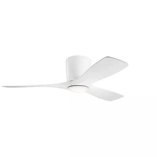 Volos 48 In. Indoor Matte White Low Profile Ceiling Fan with Integrated LED with Wall Control Included