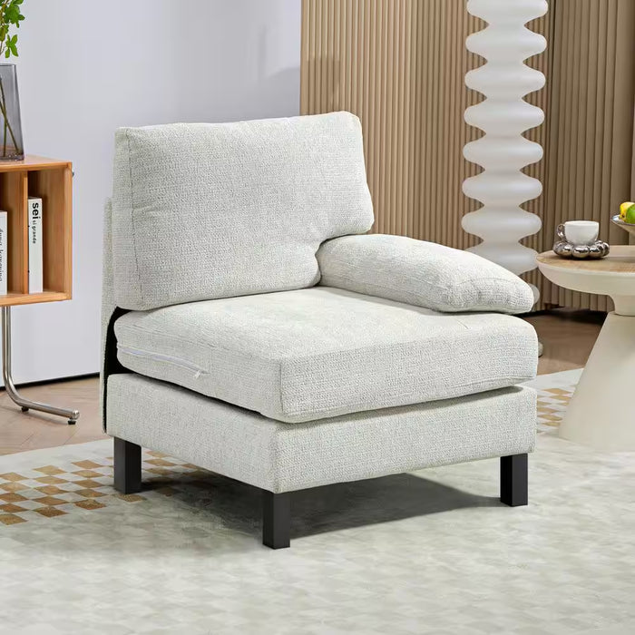 31.5 In. Polyester Right Facing Module Sectional Sofa In. Cream White