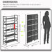 Extra Wide 5 Tiers No Assembly Book Shelves, 51.2" H Folding Bookshelf Bookcase Open Industrial Foldable Shelves for Bedroom, Living Room, Home Office - All Black