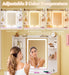 Vanity Desk with Mirror and LED Lights, 31" Small Makeup Vanity with Glass Top & Power Outlet, Vanity with 3 Colors Light, RGB Drawers and Five Shelves, White Vanity for Bedroom