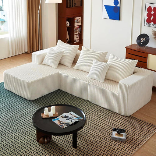 102Inch Beige CloudLounge Sectional Sofa Oversized Seat