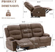 Oversized Recliner Sofa with Heat and Massage, Wall-Hugger Reclining Sofa with Cup Holders and USB Port, Big Large 3-Seater RV Recliner Couch Sofa for Living Room (Fabric, Brown)