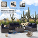 6PCS Outdoor Patio Furniture Set PE Wicker Rattan Sectional Sofa Patio Conversation Sets,Navy Blue