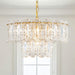 Elegant Glass Chandelier Light Fixture, Modern Vintage Pendant Chandelier Lighting for Dining Room, D18 X H10, 2- Tier Shade & Brass Gold Finish