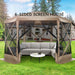 12'X12' Pop-Up Gazebo Outdoor Camping Tent with 6 Sides Mosquito Netting, Waterproof, UV Resistant, Portable Screen House Room, Easy Set-Up Party Tent with Carry Bag, Ground Spike, Khaki