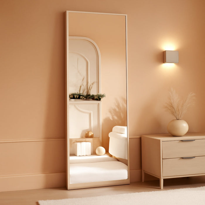 58X18 Frameless Full Length Silver Coating Mirror W/Distortion Free, HD Reflection &Anti Desilvering, Tempered Glass & Shatter Proof Film Doubling Safety, Easy Setup W/Stand, Wall/Standing