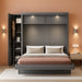 Queen Size Murphy Bed Wall Bed with Shelves, Drawers and LED Lights,Gray