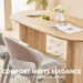 70.9" Oval Dining Table 6 Seater, Modern Kitchen Table, Natural