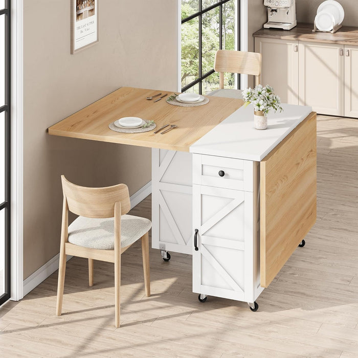 Foldable Dining Table FortySevenInch Wheels Durable