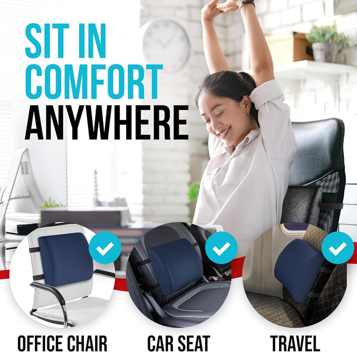 Seat Cushion and Lumbar Support for Office Chair, Desk Chair Cushion, Memory Foam Office Chair Cushion, Non Slip Sitting and Back Pillow for Gaming, Car Seat Cushion, Chair Pad, XL