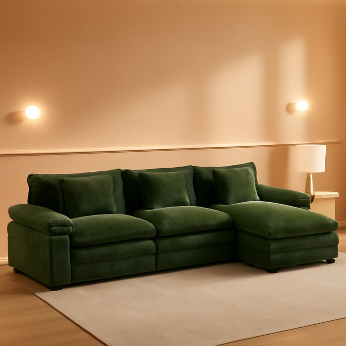 120Inch Green Modular Sectional Sofa Featuring Ottoman