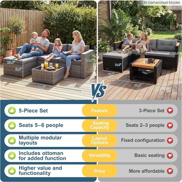 Patio Sectional Furniture Set, Outdoor Sectional Furniture for All-Weather