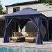 Patio Gazebo 10'X10', Outdoor Heavy Duty Party Tent Shelter with Double Roofs, Mosquito Nettings and Privacy Screens for Backyard, Garden, Lawn, Navy Blue