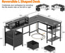 FiftyNineInch LShaped Desk With Black StorageDrawers Unit