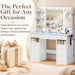 Vanity Desk With GlassTop Illuminated Mirror Drawers