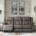 First Base Contemporary Faux Leather Manual Reclining Sofa, Gray