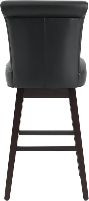 30 Inch Counter Height Swivel Bar Stools Set of 2, FSC Certified Modern Upholstered Faux Leather Swivel Barstool Chairs with Back, Black