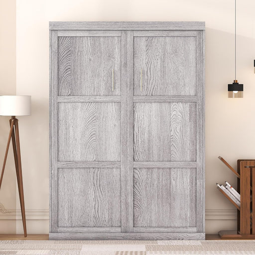 Full Size Murphy Cabinet Bed GrayMatteWalnutFinish