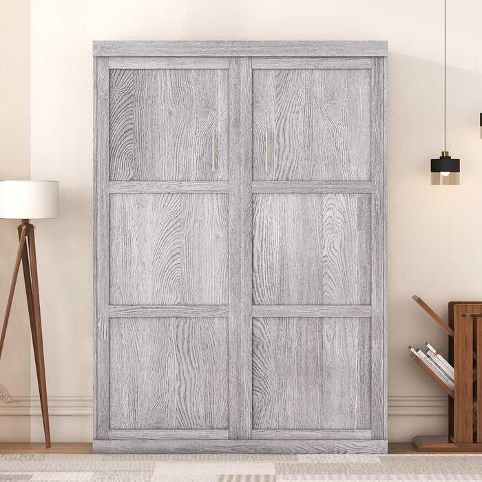 Full Size Murphy Cabinet Bed GrayMatteWalnutFinish