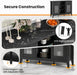Sideboard Buffet Cabinet with 2 Drawers, Kitchen Storage Cabinet W/2 Doors, Open Compartments, Shelves, Faux Marble Top, Modern Furniture for Living Room, Coffee Bar, Entryway (Black)
