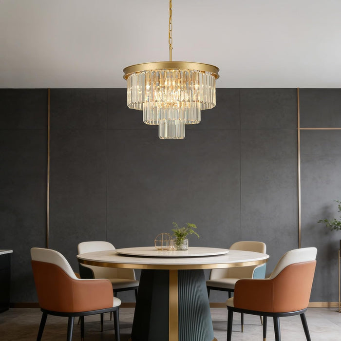 Luxurious Gold Crystal Chandelier Dining Room Tiered