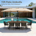 15FT Patio Umbrella, Double-Sided Outdoor Umbrella with Base Included, Large Standing Umbrella with Crank Handle & Ventilation, Rectangular Patio Umbrella for Pool, Backyard, Deck, Lawn & Beach