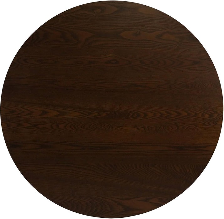 39” round Solid Wood Dining Table for 4-5 People, Modern Pedestal Small Kitchen Table Circle Tabletop with Walnut Wood Grain Finish, Saving Space, Walnut