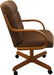 Casual Rolling Caster Dining Chair with Swivel Tilt in Oak Wood with Caramel Fabric Seat and Back (1 Chair)