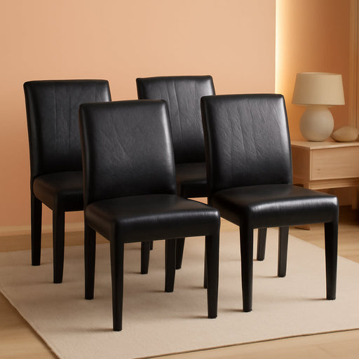 PU Leather Dining Chairs Set of 4, Black