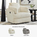 Tie-Breaker Cozy Contemporary Manual Press-Back Swivel Glider Rocker Recliner with 2 Bolster Pillows and Hidden Storage, White