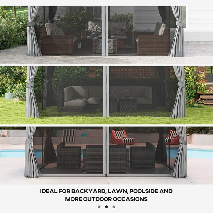 10' X 13' Patio Gazebo, Outdoor Gazebo Canopy Shelter with Netting and Curtains, Aluminum Frame for Garden, Lawn, Backyard and Deck, Gray