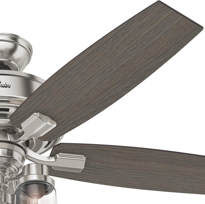 Quiet 52 Inch Reversible Brushed Nickel Ceiling Fan